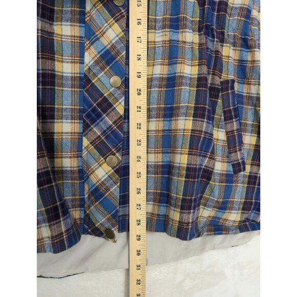 Fervour Jacket Womens 1X Blue Plaid Flannel Hood Elbow Patch Outdoor Cabincore - Picture 13 of 14